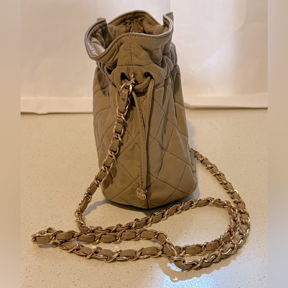 Chanel Beige/Camel Vintage Matelasse Mini Drawstring Bucket Bag - Picture 7 of 12